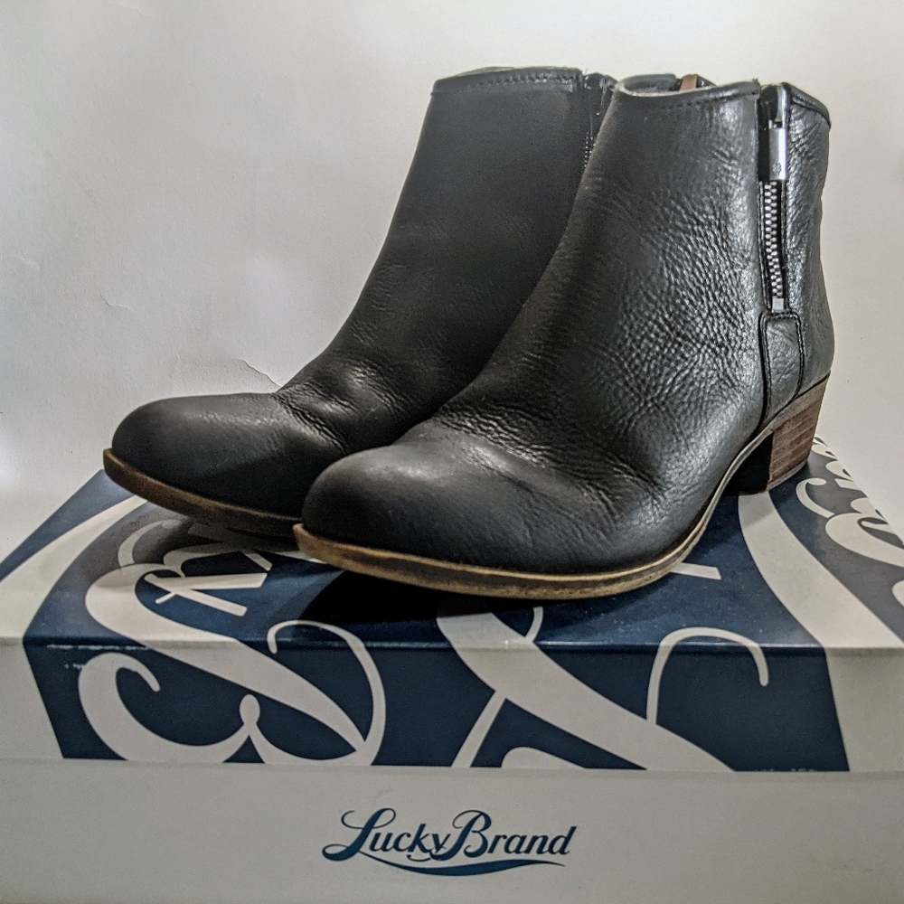 Lucky🍀Basel double zip leather booties